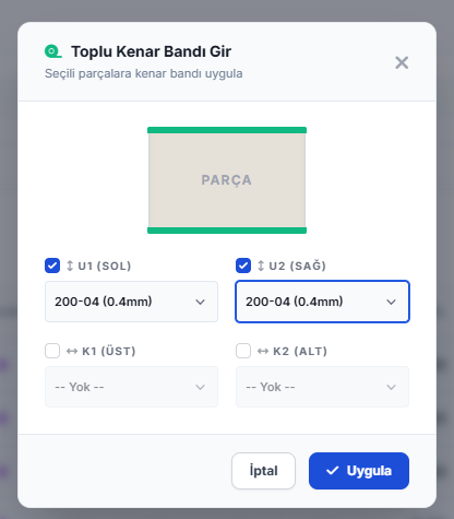 Online Optimizasyon — toplu kenar bandı girişi